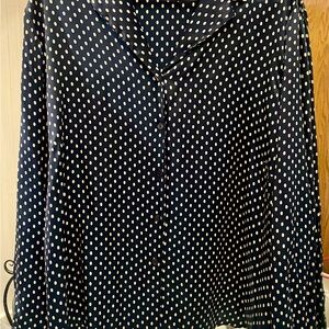 Navy with Golden polka dots. Silk August Max Vintage Button up Blouse
